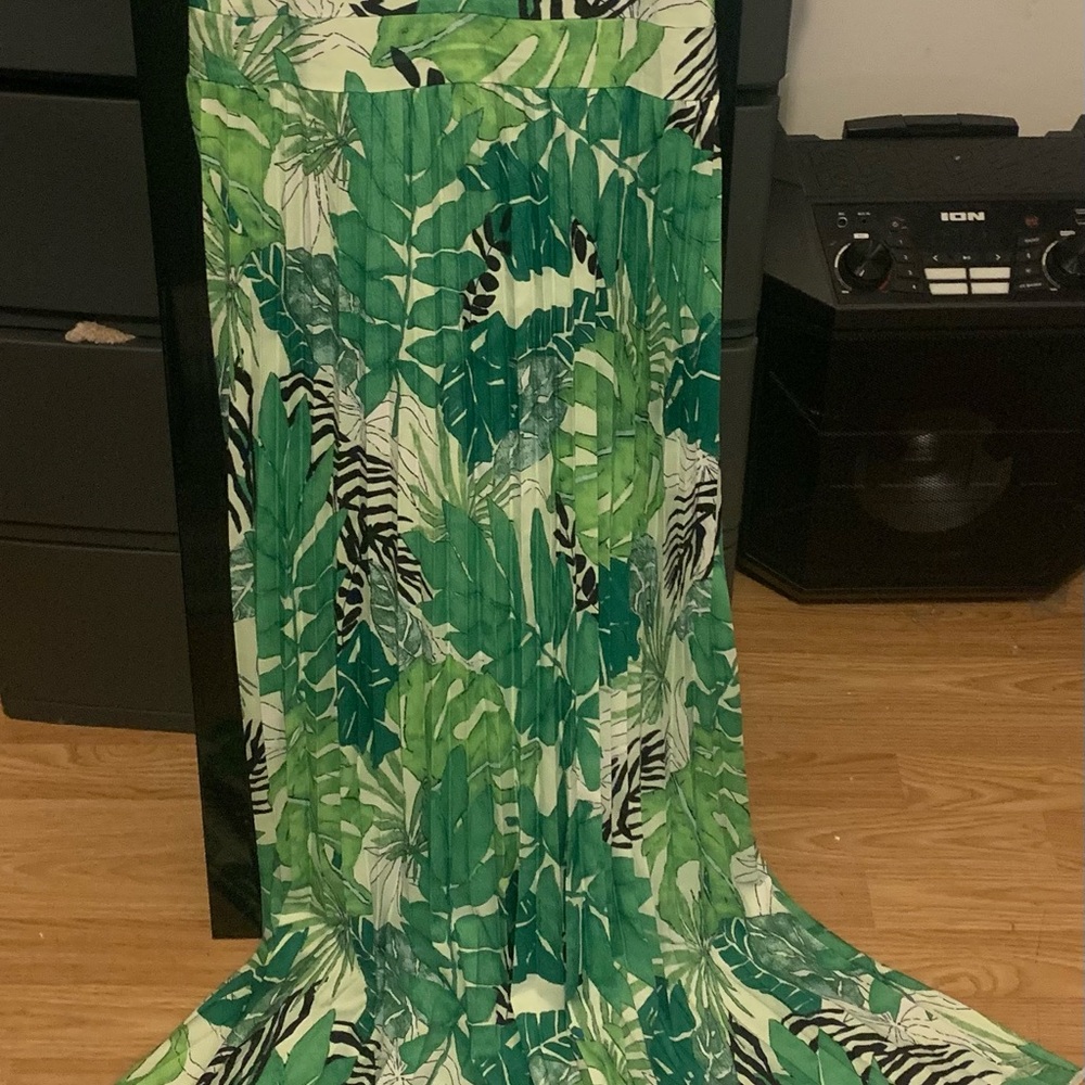 Tropical Green Leaf and Zebra Print Fabric